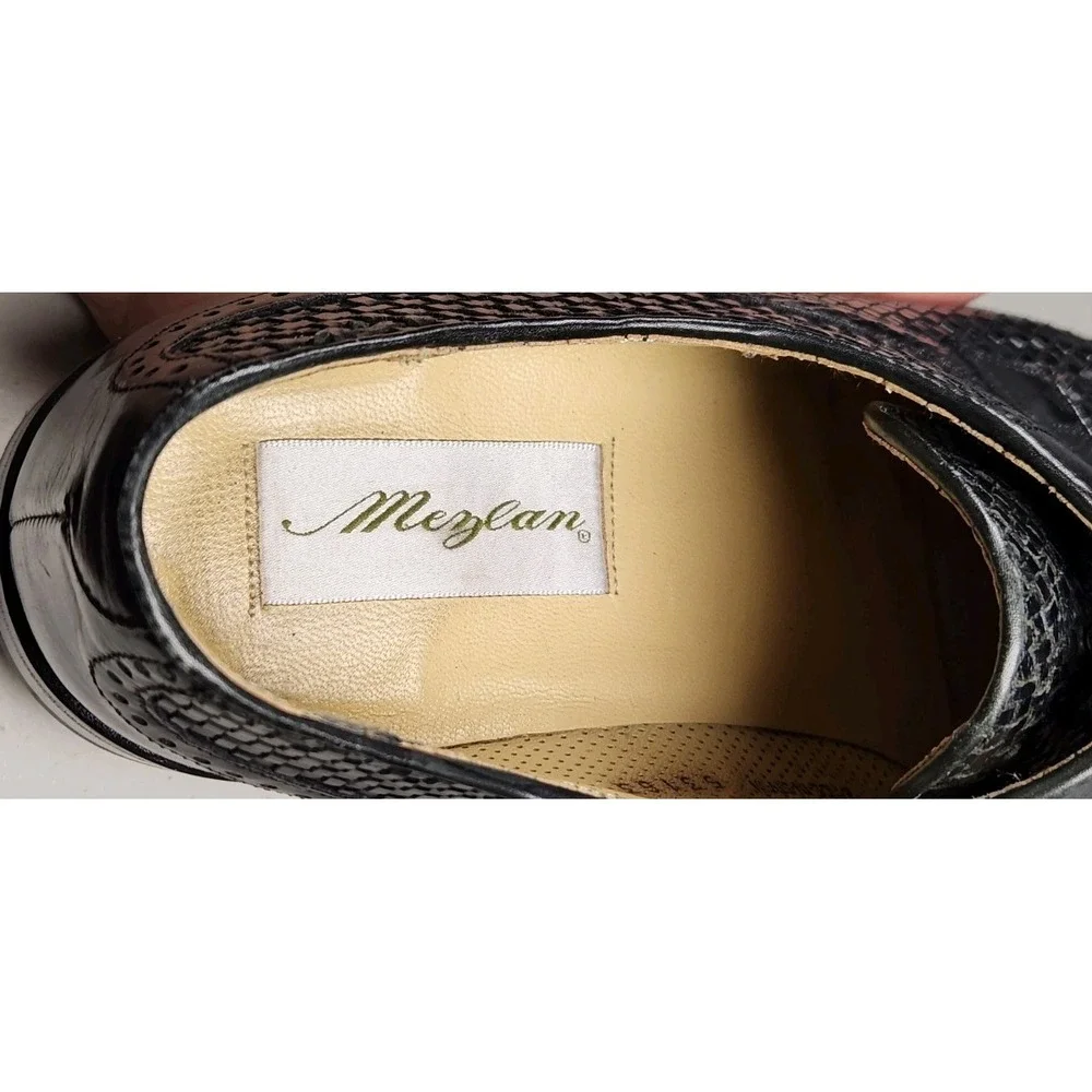 Mezlan Marina D-91M Genuine Crocodile Woven Leather Cap Toe Oxfords Men's 9.5 M